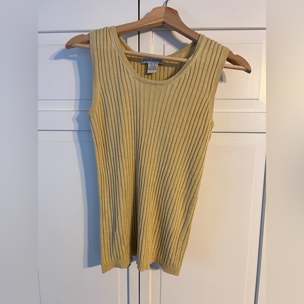 Vintage Silk Ribbed Yellow Tank Top